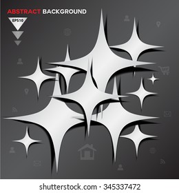 Abstract white star vector on black background, Abstract silver Geometrical vector background,infographics