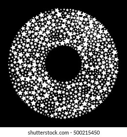 abstract white stars shape vector design in ring circle