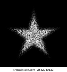 Estrella blanca Abstractas del semitono del gradiente de la puntilla, texturas punteadas en fondo aislado. El ruido geométrico en forma de estrella, los patrones están hechos de puntos y granos simples. Stipple ilustración de estrella punteada