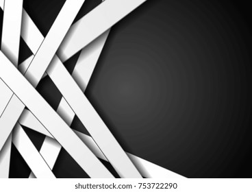 Abstract white stripes on black background. Vector corporate design