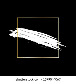 Abstract white stroke of paint brush on black