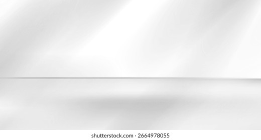 Fondo de estudio blanco Abstractas para la presentación del producto. Habitación vacía con sombras de ventana.