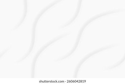 Abstract white surface displays elegant smooth waves and subtle shadows suggesting a soft dimensional texture.