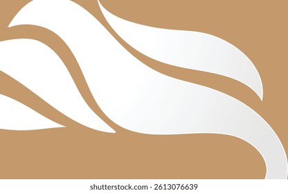 Abstract white swirls vector with flowing curved lines on light brown background. Perfect for modern branding, minimalist decor, and artistic patterns. Smooth decorative illustration.