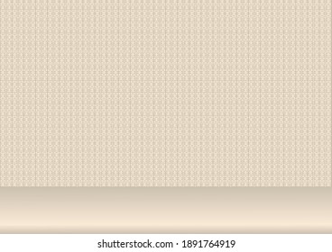 Resumen de pantalla de mesa blanca con fondo de patrón chino vintage en color de champán de vela, adecuado para el fondo de presentación de producto, pantalla y maqueta.