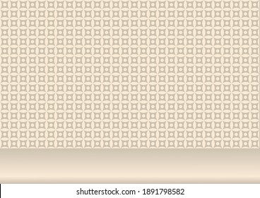 Abstract White Table Display with Vintage Circle Pattern Background in Set Sail Champagne Color, Suitable for Product Presentation Backdrop, Display, and Mock up.