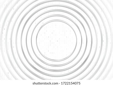 Fondo geométrico tecnológico blanco abstracto con anillos metálicos. Diseño de vectores
