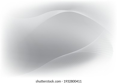 Abstract White Technology Background with white particle line and dark and light grey color. Template of modern future.