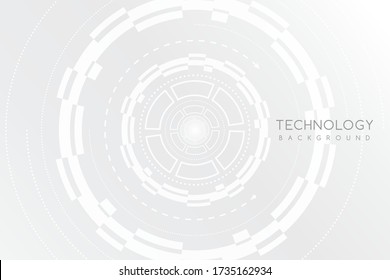 Abstract white technology background with various technological elements. Innovative concept of high-tech communications. The concept of digital technology and engineering.