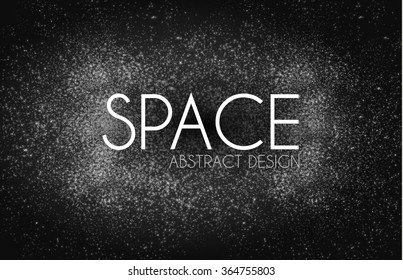 Abstract White Texture on Black Background. Universe & Space Design. Night Sky & White Powder. Vector illustration