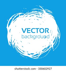 Abstract white  textured round stroke on blue background