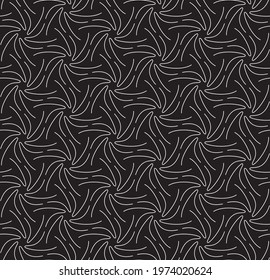abstract white thin waves on black. minimalistic vector hand-drawn seamless pattern. perfect design for interior decoration, textile print