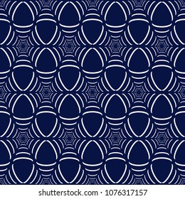 Abstract white triangles on a dark blue background. Seamless pattern illustration. Vector.