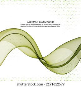 Abstract white vector background with decorative element, green halftone and smooth wave