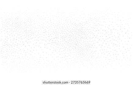 Abstract white vector background with scattered light gray dots creating a subtle noise texture. Random grain particle pattern for graphic design overlays. Monochrome stipple effect wallpaper.