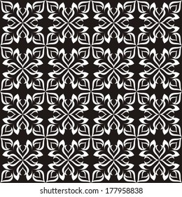 Abstract white vector ornamental seamless pattern on black