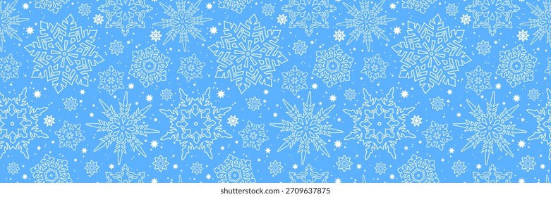 Abstract white vector snowflakes on blue background
