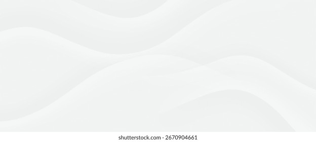 Abstract white wave background with smooth curves.