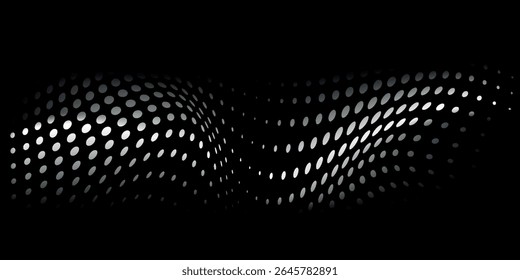 abstract white wave halftones on black background