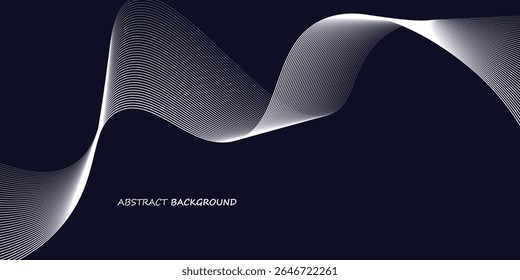 Abstract white wave line pattern on dark blue background.