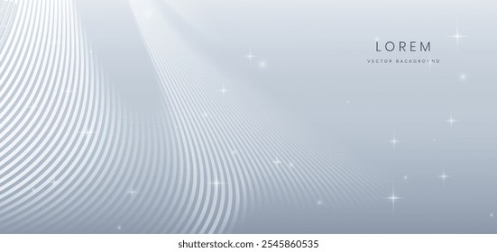 Abstrakte weiße Wellenlinien auf grauem Hintergrund. mit Lichteffekt funkeln. Vektorgrafik