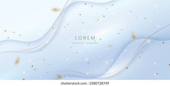 Abstract white wave lines on grey background. with lighting effect sparkle. Celebration grand opening party happy concept. Vector 