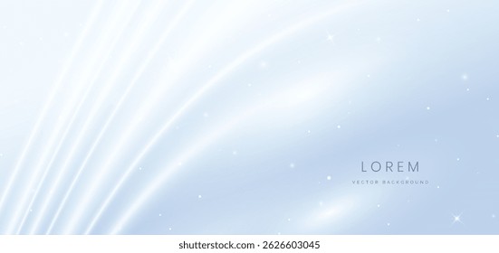 Líneas de onda blancas Abstractas sobre fondo gris. con efecto luminoso brillante. Ilustración vectorial