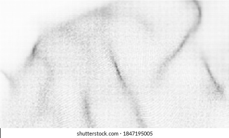 Abstract white wave with moving dots. Gradient halftone dots background. Vector abstract vintage geometric pattern with circles. Pop art comic texture.