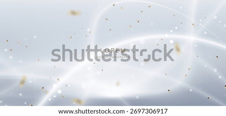 Abstract white wave ray on grey background with confetti effect sparkle. Celebration grand opening party happy concept. Vector  