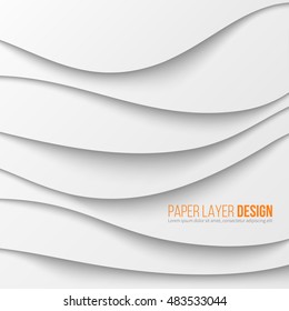 Abstract white waved paper layers with drop shadows. Vector illustration