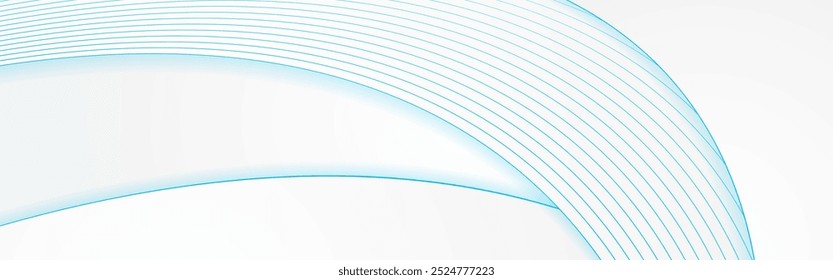 Abstract white waves with blue lines minimal elegant background. Vector banner design