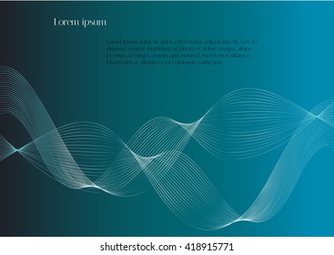 Abstract white waves on a blue background. Abstract smooth lines on blue background with text. Vector background for design magazines and leaflets