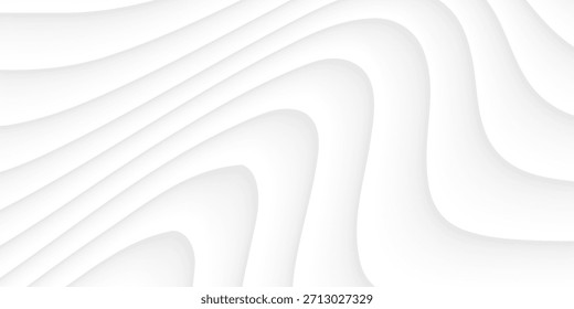 Fundo ondulado branco abstrato, fundo curvilíneo branco, ilustração 3d.