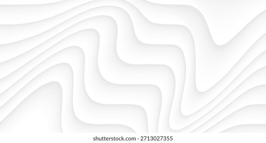 Abstract white wavy background, White curvy backdrop, 3d illustration.