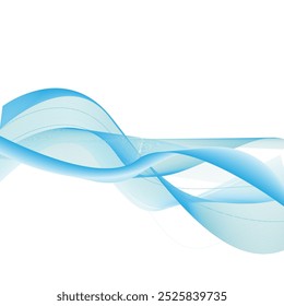 Abstract white wavy glowing lines on a blue background