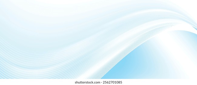 Abstract white wavy glowing lines on a blue background. Futuristic digital high-technology pattern.