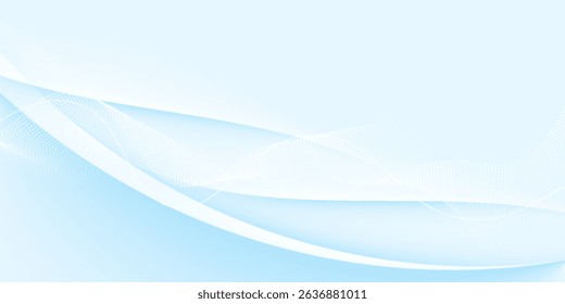 Abstract white wavy glowing lines on a blue background. Futuristic digital high-technology pattern. Health Care concept. Vector illustration
