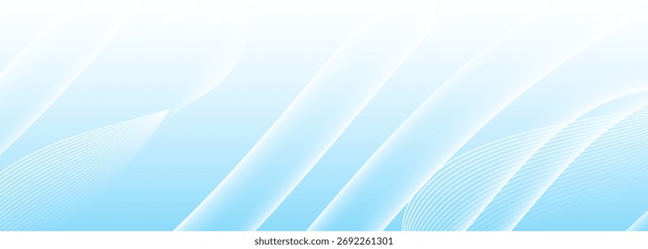 Abstractas líneas onduladas blancas brillantes sobre un fondo azul. Patrón digital futurista de alta tecnología. Concepto de atención de salud. Vector