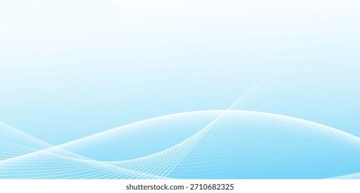 Abstractas líneas onduladas blancas brillantes sobre un fondo azul. Patrón digital futurista de alta tecnología. Concepto de atención de salud. Vector