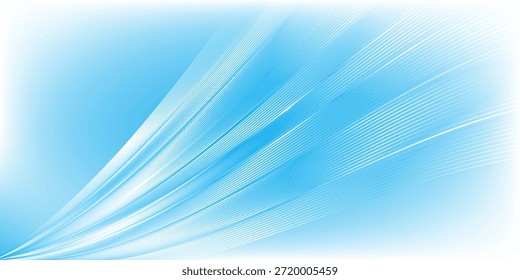 Abstractas líneas onduladas blancas brillantes sobre un fondo azul. Patrón digital futurista de alta tecnología. Concepto de atención de salud.