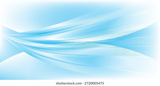 Abstractas líneas onduladas blancas brillantes sobre un fondo azul. Patrón digital futurista de alta tecnología. Concepto de atención de salud.