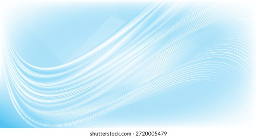 Abstractas líneas onduladas blancas brillantes sobre un fondo azul. Patrón digital futurista de alta tecnología. Concepto de atención de salud.