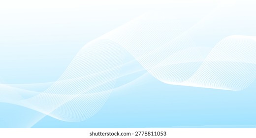 Abstract white wavy glowing lines on a blue background. Futuristic digital high-technology pattern. Health Care concept. Vector