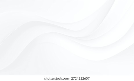 Fondo de líneas onduladas blancas Abstractas con curvas suaves y efecto de degradado sutil