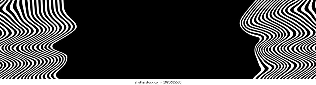 Resumen de líneas onduladas blancas sobre fondo negro. Papel mural vectorial moderno.