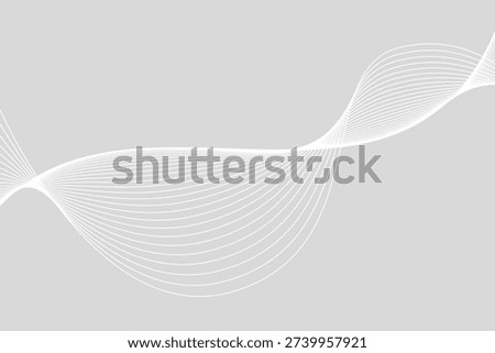 Abstract white wavy lines on light gray background. Elegant, modern design with dynamic curves and soft motion. Ideal for presentations, websites, branding, technology, wallpapers. Vector illustration