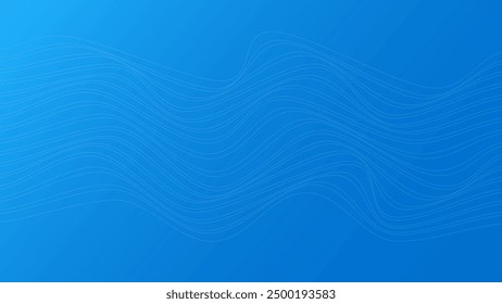 ABSTRACT WHITE WAVY LINES PATTERN GRADIENT BLUE COLOR BACKGROUND. GOOD FOR POSTER, WALLPAPER, COVER, FRAME, FLYER, SOCIAL MEDIA, GREETING CARD