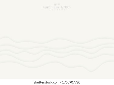 Abstract white wavy paper cut pattern design 3D presentation background. Decorate for poster, template, poster, copy space of text. illustration vector eps10