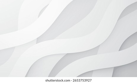 Abstract White Wavy Vector Background with Light and Curved Design Elements