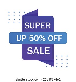 Abstract white web banner, business card, template SUPER SALE 50 percent - Vector illustration